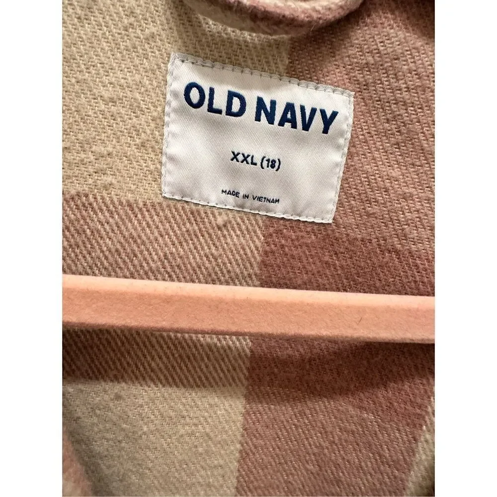 Old Navy Girls Pink Plaid Oversize Shacket Size XXL 18